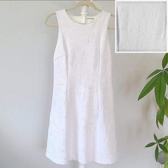 CLUB MONACO Floral Scuba Backless Sleeveless Mini White Cocktail Mini Dress - Picture 2 of 13